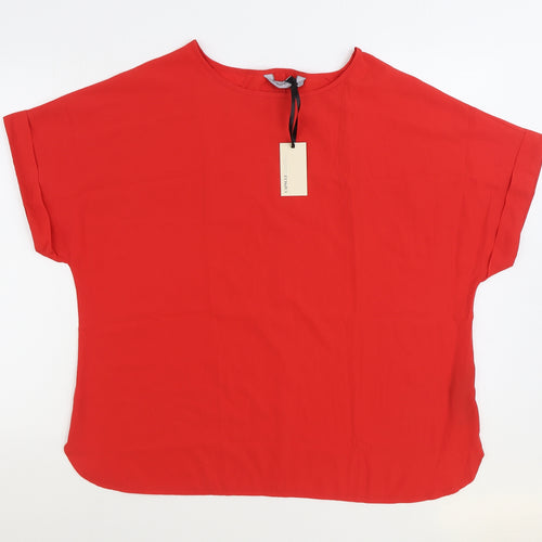 Capsule Womens Red Polyester Basic Blouse Size 18 Boat Neck