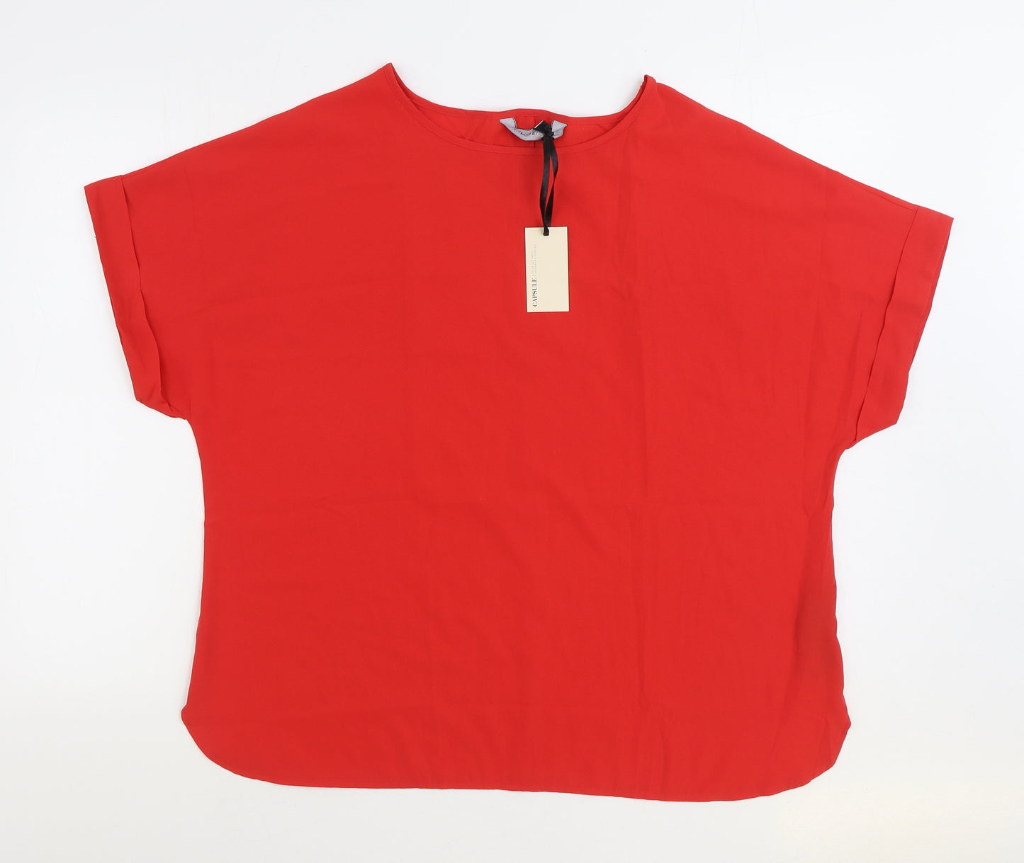 Capsule Womens Red Polyester Basic Blouse Size 18 Boat Neck