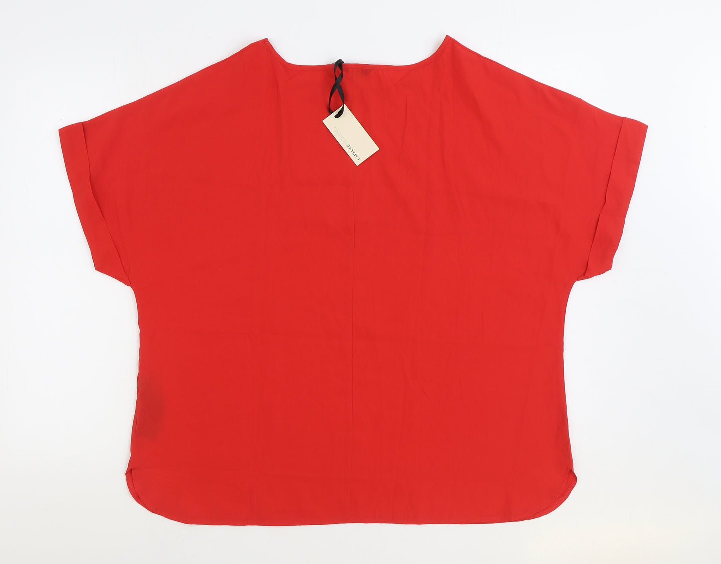 Capsule Womens Red Polyester Basic Blouse Size 18 Boat Neck