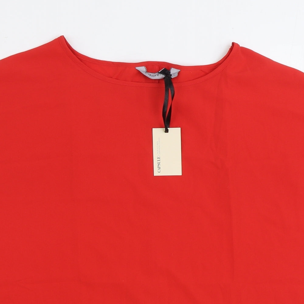 Capsule Womens Red Polyester Basic Blouse Size 18 Boat Neck