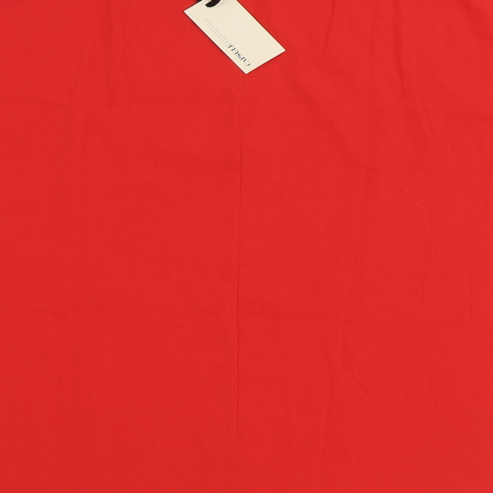 Capsule Womens Red Polyester Basic Blouse Size 18 Boat Neck