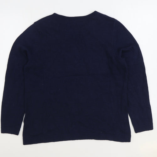 Preworn Womens Blue Round Neck Polyester Pullover Jumper Size 18 - Dog