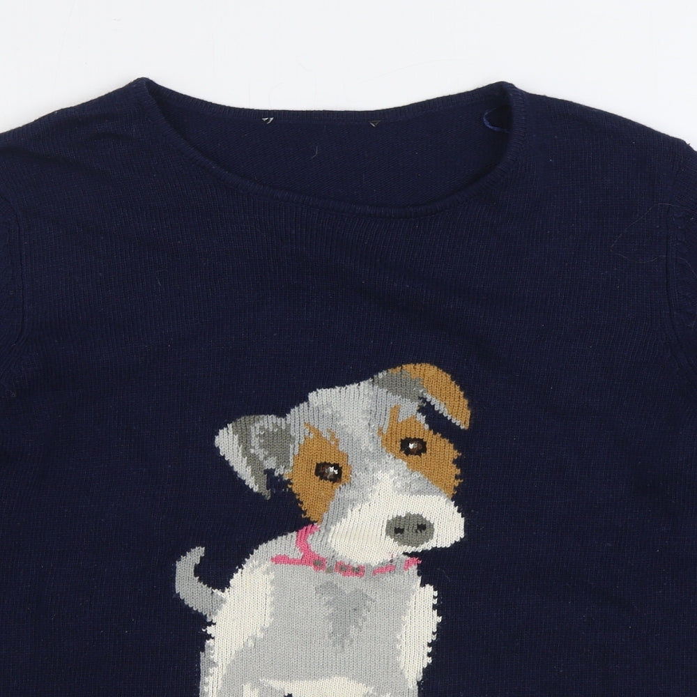 Preworn Womens Blue Round Neck Polyester Pullover Jumper Size 18 - Dog