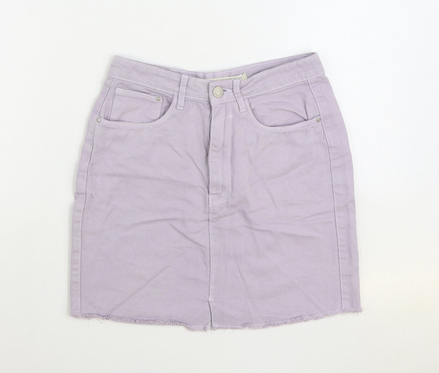 Brave Soul Womens Purple Cotton Mini Skirt Size 8 Zip