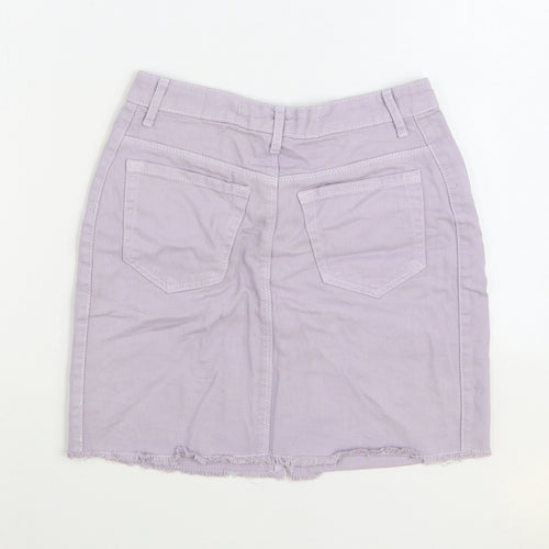 Brave Soul Womens Purple Cotton Mini Skirt Size 8 Zip