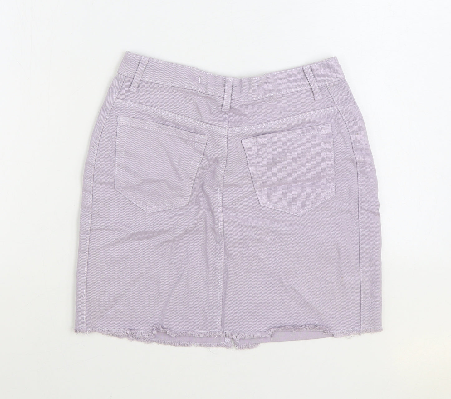 Brave Soul Womens Purple Cotton Mini Skirt Size 8 Zip