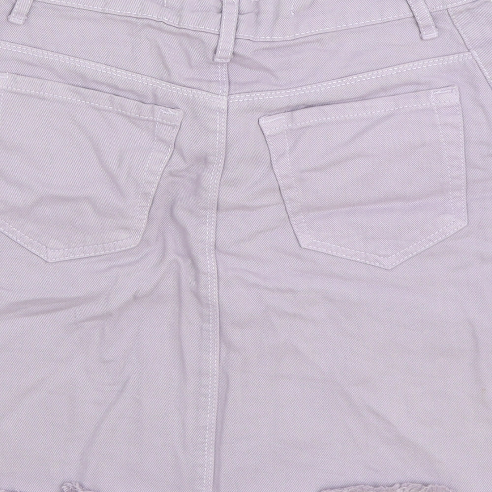 Brave Soul Womens Purple Cotton Mini Skirt Size 8 Zip