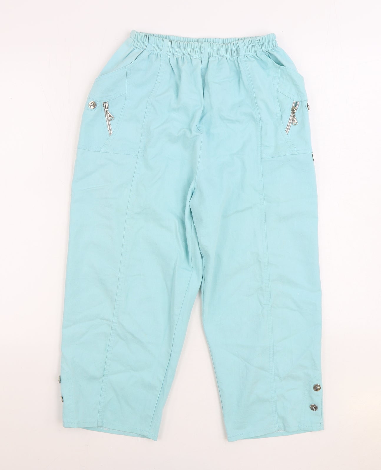 Preworn Womens Blue Cotton Cargo Trousers Size S L20 in Regular