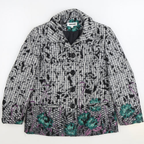 Gerard Womens Multicoloured Geometric Pea Coat Coat Size 12 Button