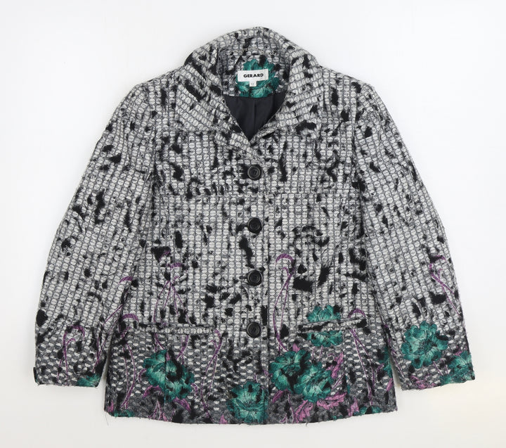 Gerard Womens Multicoloured Geometric Pea Coat Coat Size 12 Button