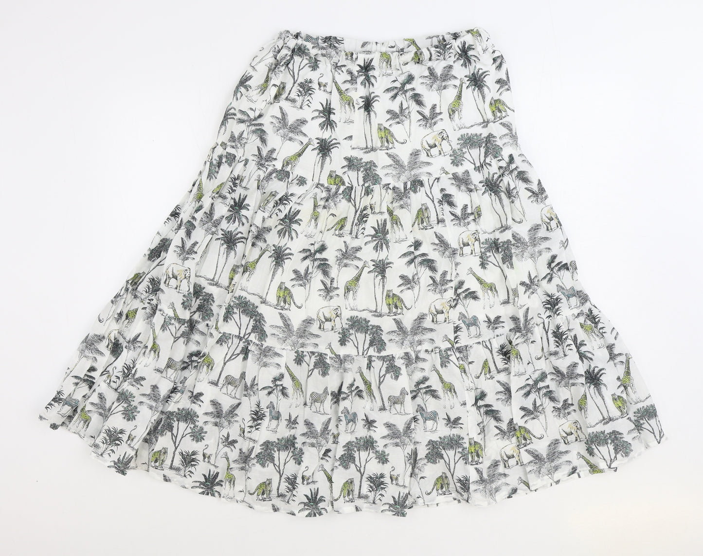 Yessica Womens White Geometric Cotton Peasant Skirt Size 10 - Safari Print