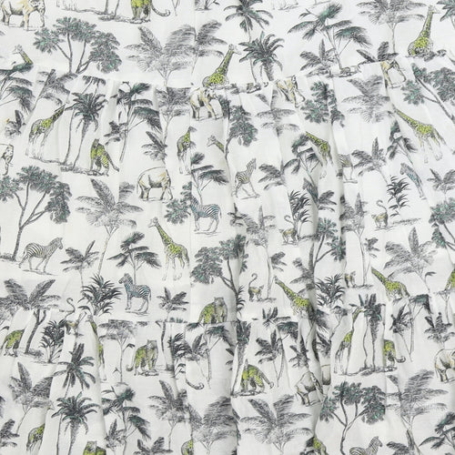 Yessica Womens White Geometric Cotton Peasant Skirt Size 10 - Safari Print