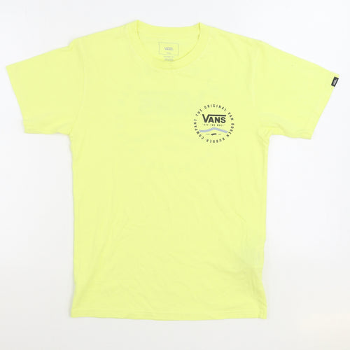 VANS Mens Yellow Cotton T-Shirt Size S Round Neck