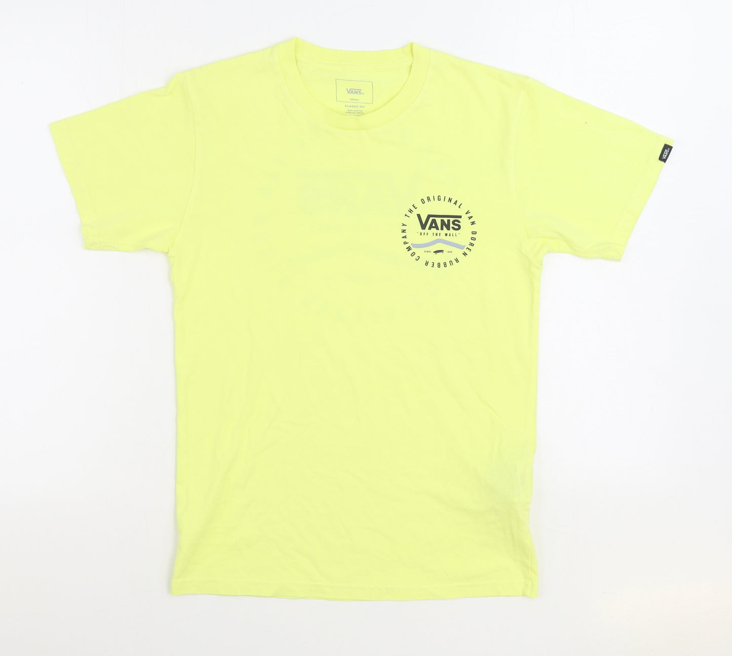 VANS Mens Yellow Cotton T-Shirt Size S Round Neck