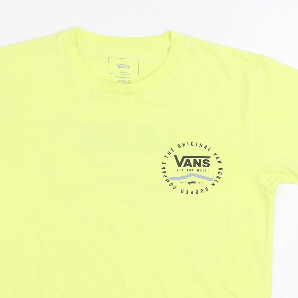 VANS Mens Yellow Cotton T-Shirt Size S Round Neck