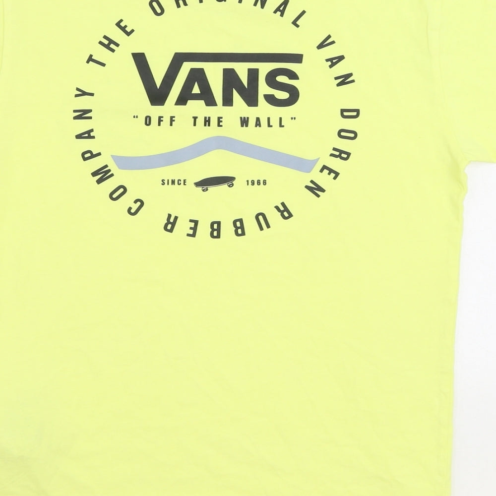 VANS Mens Yellow Cotton T-Shirt Size S Round Neck