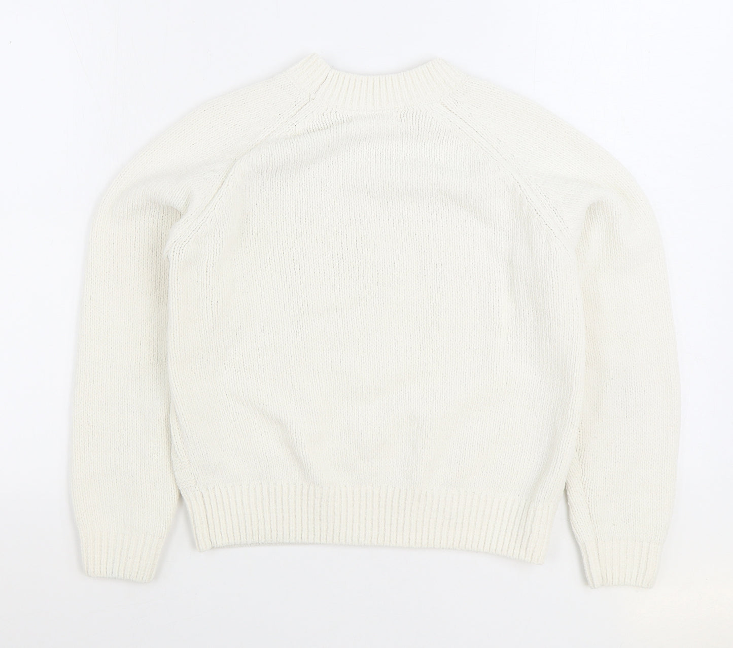 Primark Womens White Round Neck Polyester Pullover Jumper Size S
