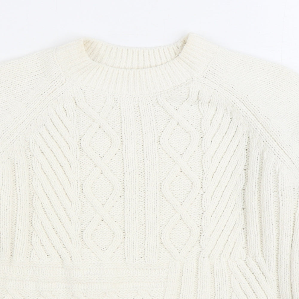 Primark Womens White Round Neck Polyester Pullover Jumper Size S