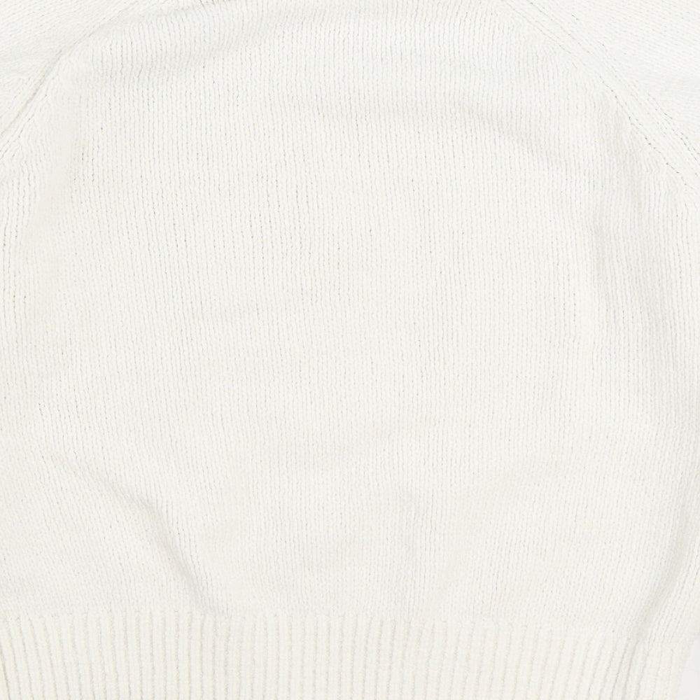 Primark Womens White Round Neck Polyester Pullover Jumper Size S