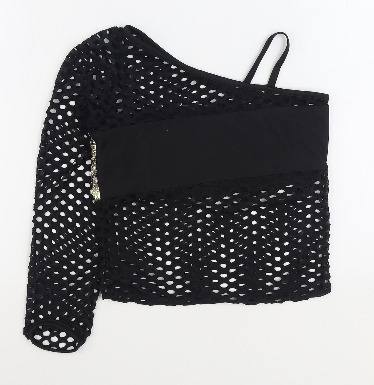 IDS Womens Black Polyester Basic T-Shirt Size S One Shoulder - Dance