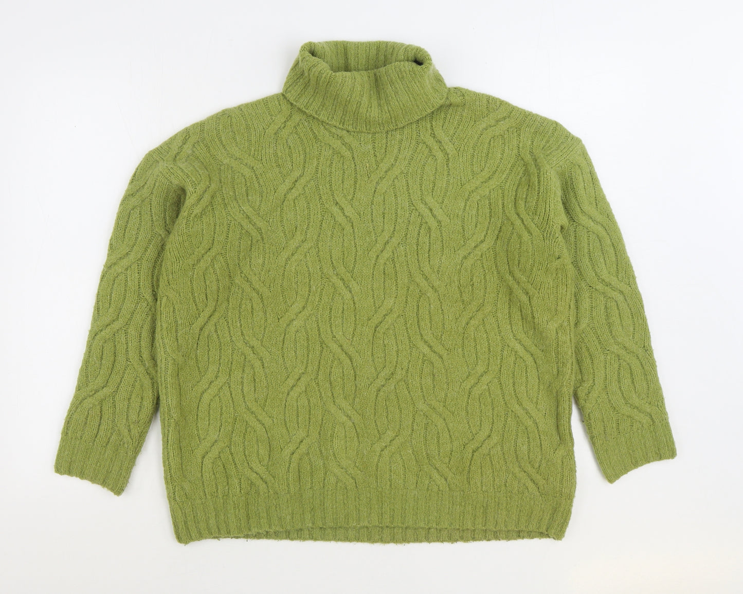 Marks and Spencer Womens Green Roll Neck Acrylic Pullover Jumper Size M