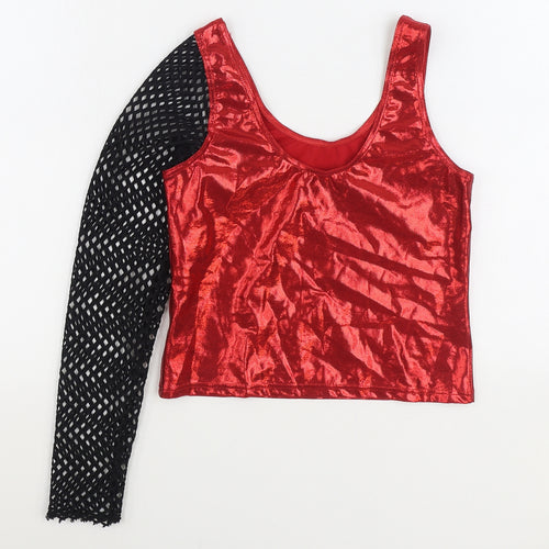 Dance Design Womens Red Polyester Basic Tank Size 4 Scoop Neck - Dance