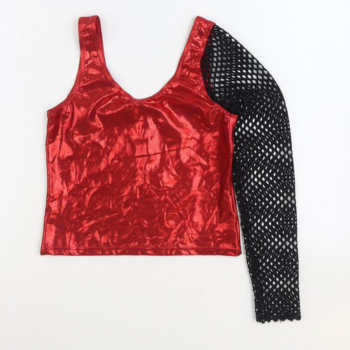 Dance Design Womens Red Polyester Basic Tank Size 4 Scoop Neck - Dance