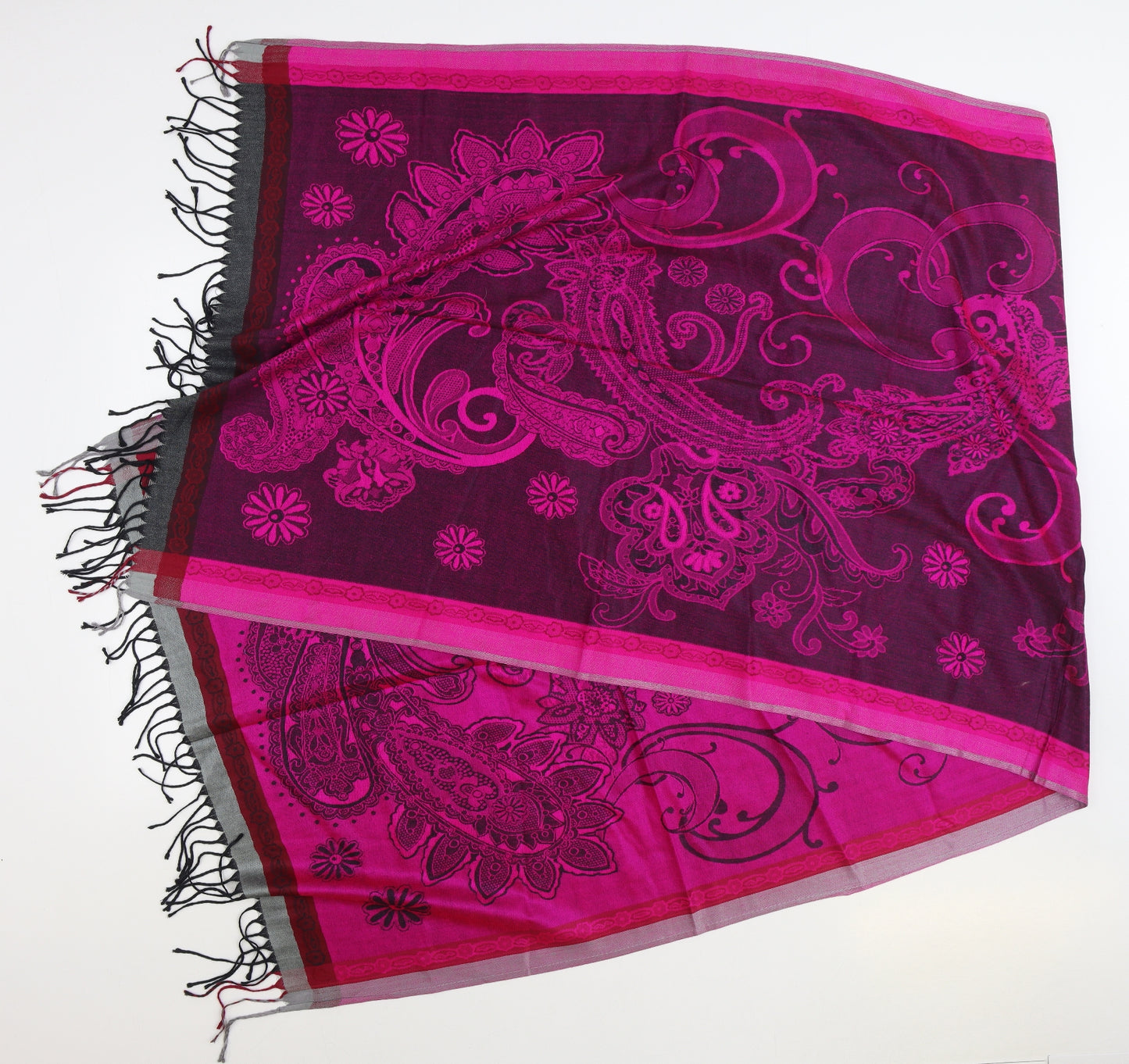 Pashmina Womens Pink Paisley Silk Scarf