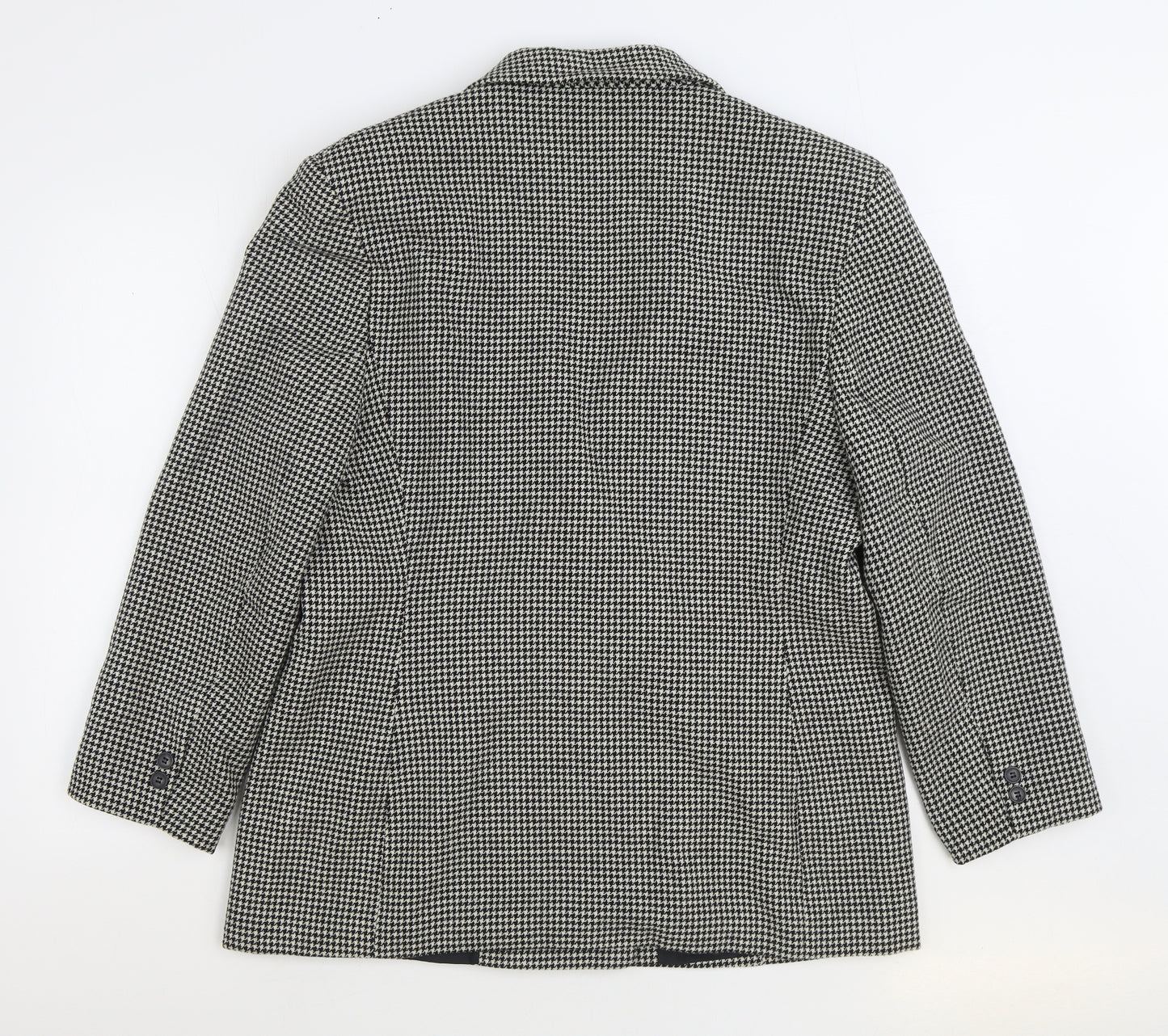 St Michael Womens Black Geometric Jacket Blazer Size 18 Button - Houndstooth