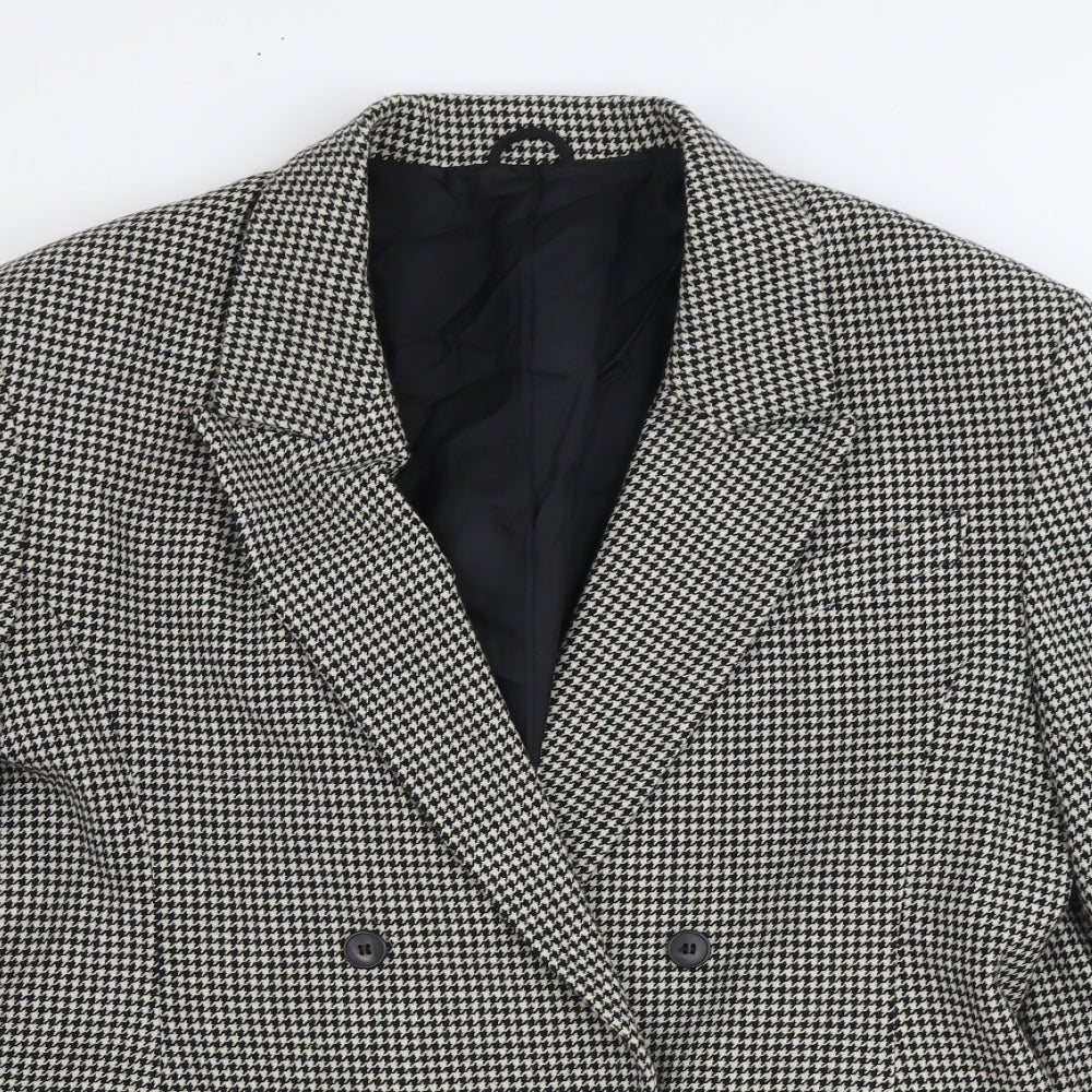 St Michael Womens Black Geometric Jacket Blazer Size 18 Button - Houndstooth