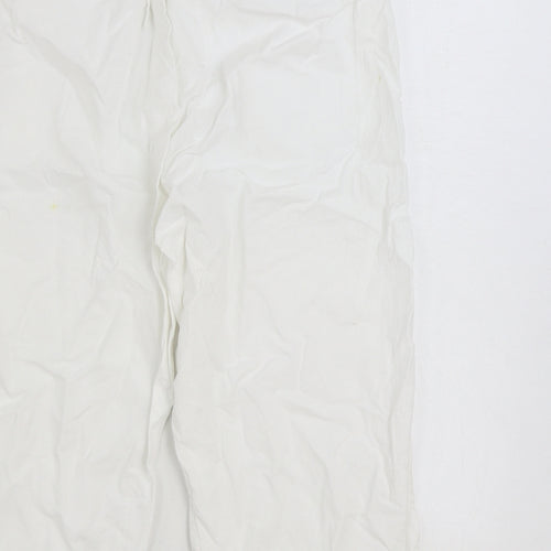 Eliane Womens White Cotton Cargo Trousers Size 2XL L27 in Regular Drawstring