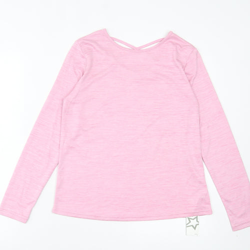 Dunnes Stores Girls Pink Polyester Pullover Casual Size 13 Years Crew Neck Pullover - crossback
