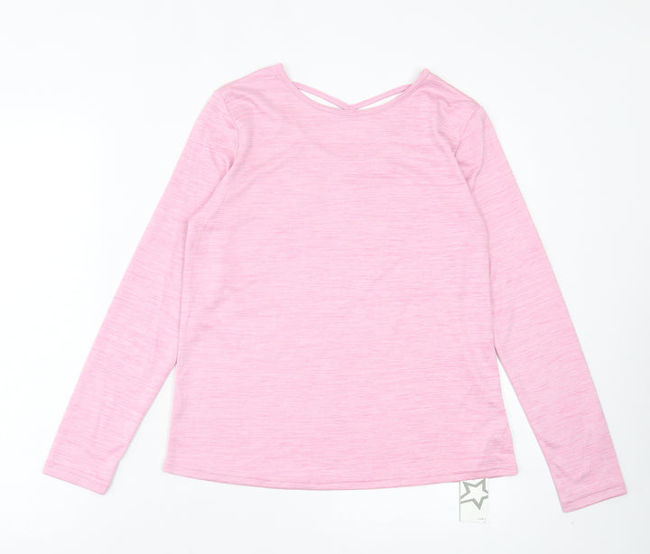 Dunnes Stores Girls Pink Polyester Pullover Casual Size 13 Years Crew Neck Pullover - crossback