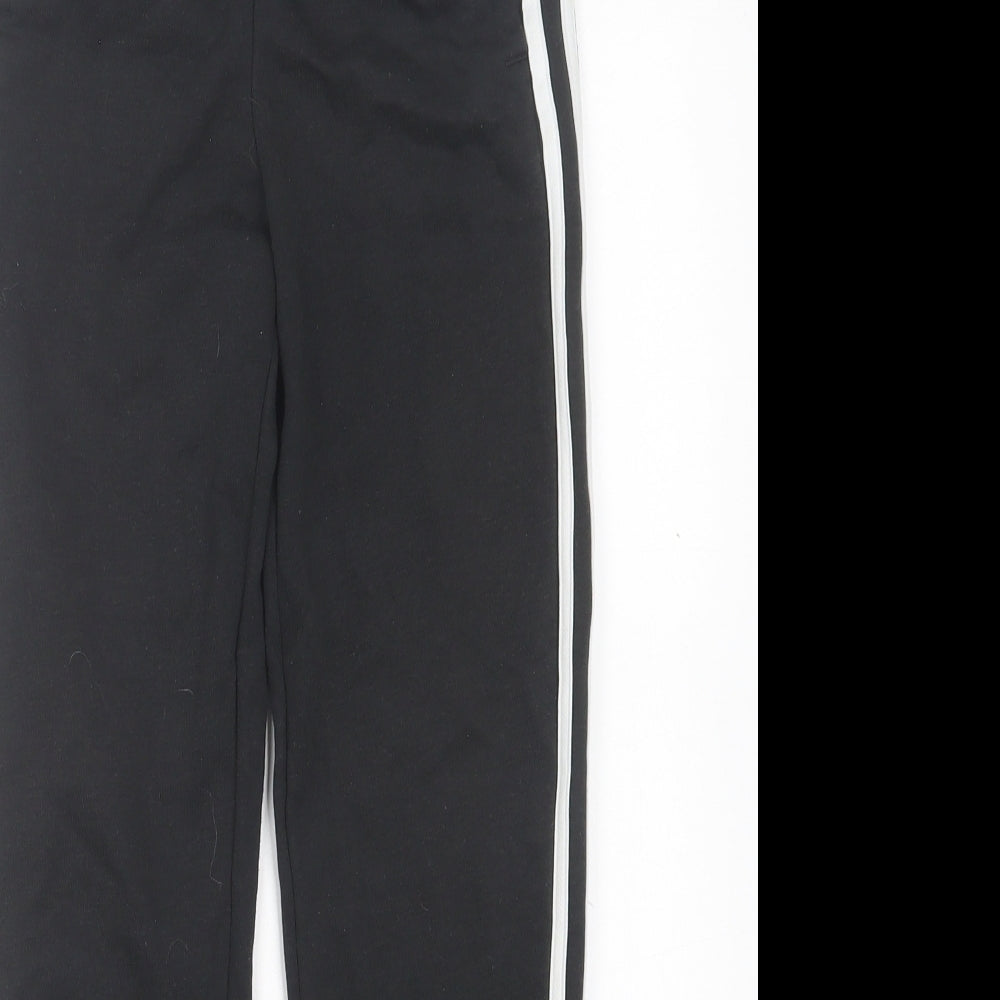 adidas Boys Black Striped Cotton Jogger Trousers Size 9 Years Regular Drawstring