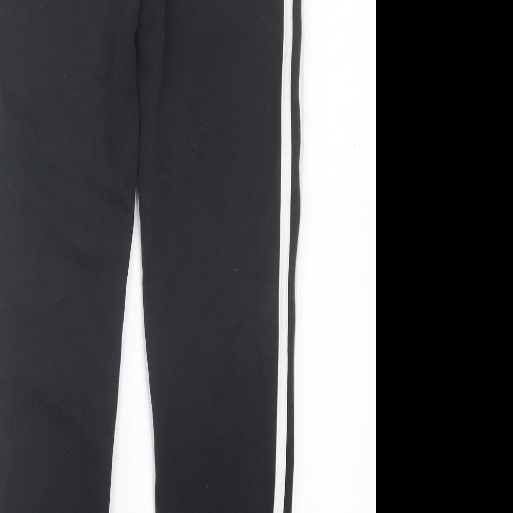 adidas Boys Black Striped Cotton Jogger Trousers Size 9 Years Regular Drawstring