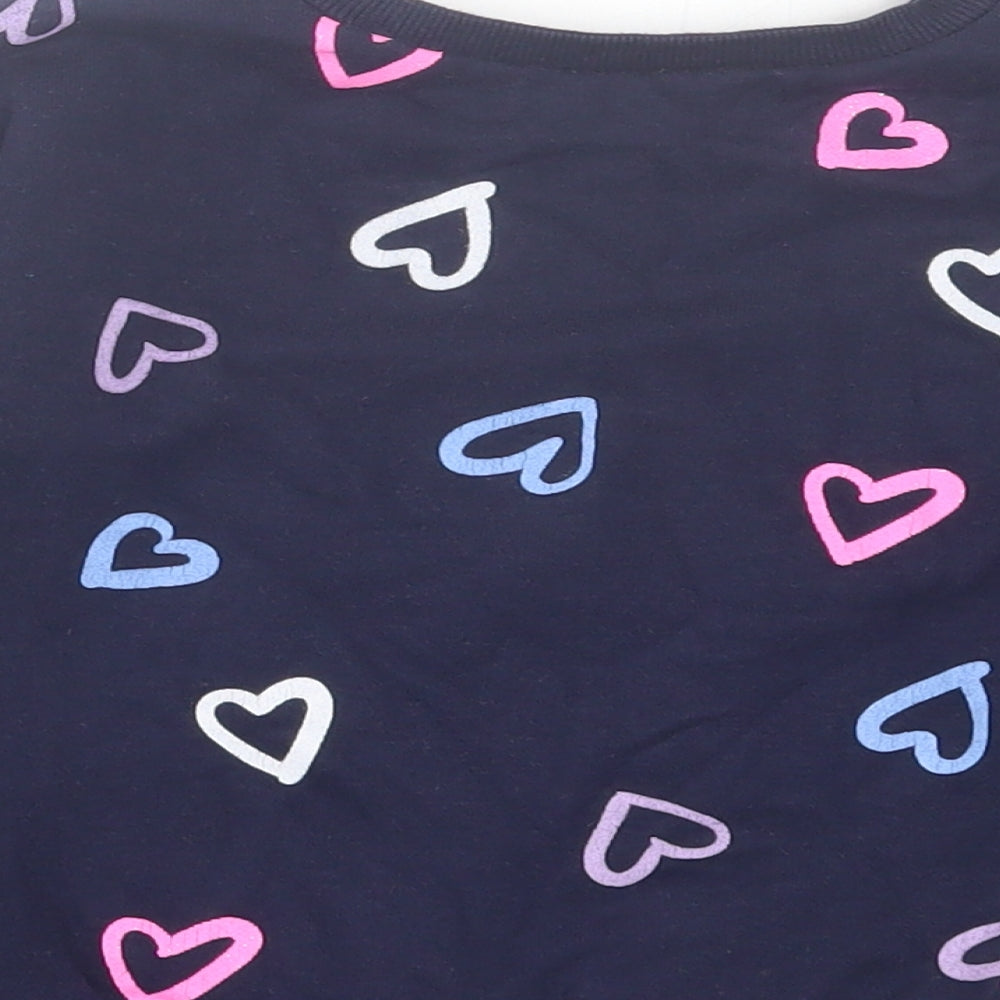 Dunnes Stores Girls Blue Geometric Cotton Pullover Jumper Size 18-24 Months Pullover - Heart Print
