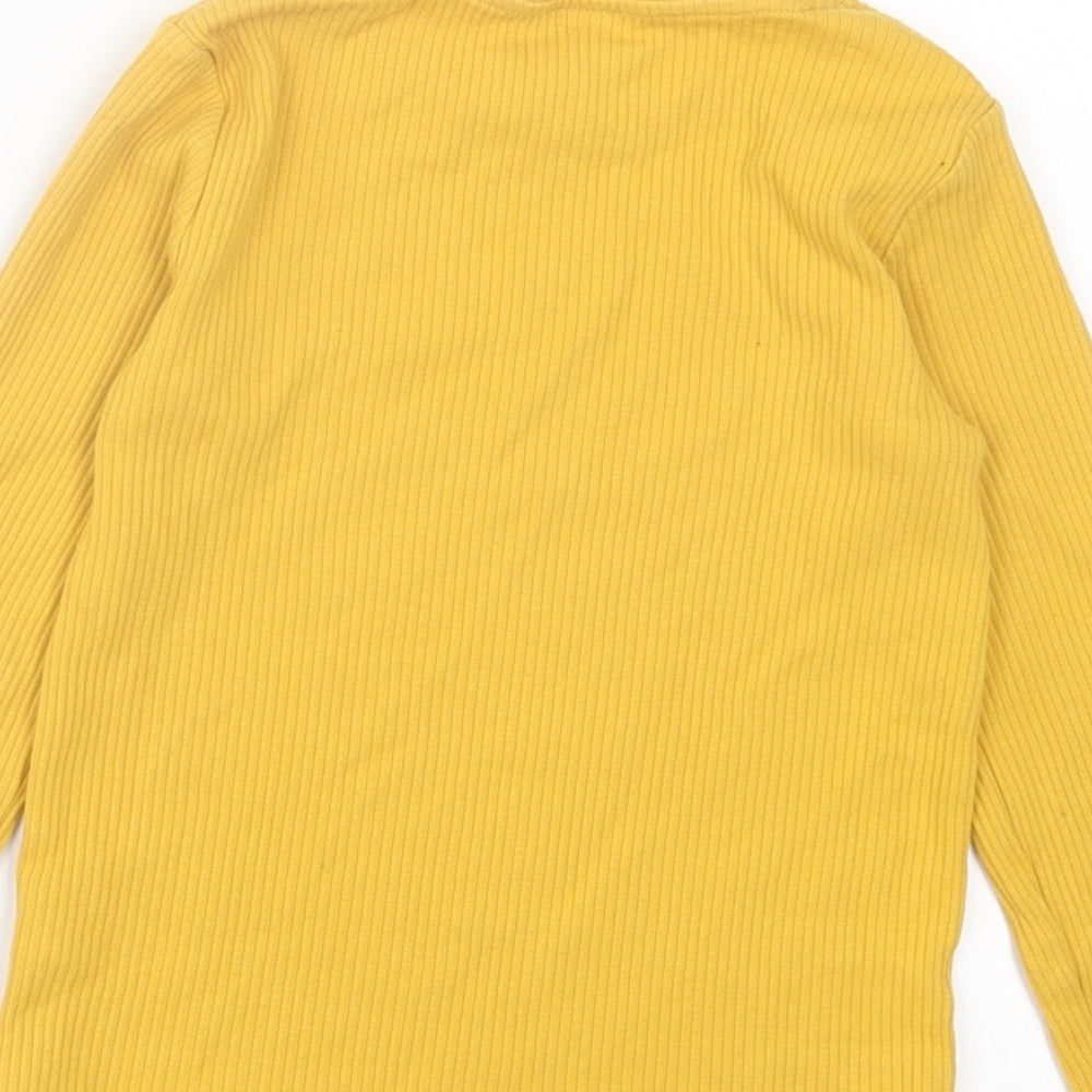 F&F Girls Yellow Cotton Basic Casual Size 6-7 Years Crew Neck Pullover - Ribbed Fabric