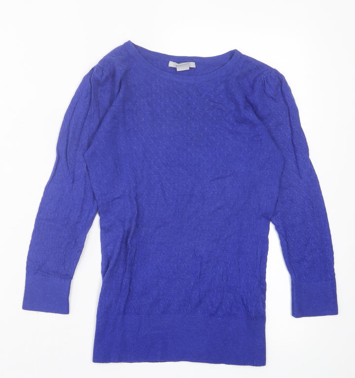 H&M Womens Blue Crew Neck Viscose Pullover Jumper Size XS