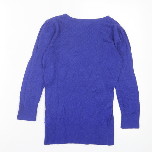 H&M Womens Blue Crew Neck Viscose Pullover Jumper Size XS