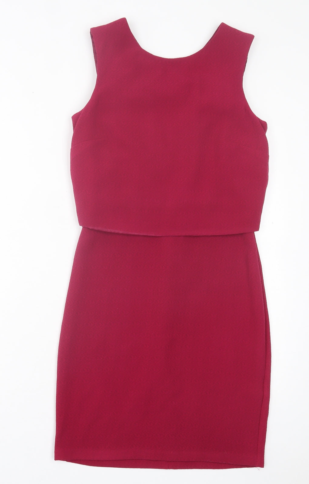 Warehouse Womens Purple Polyester Pencil Dress Size 6 Crew Neck Zip