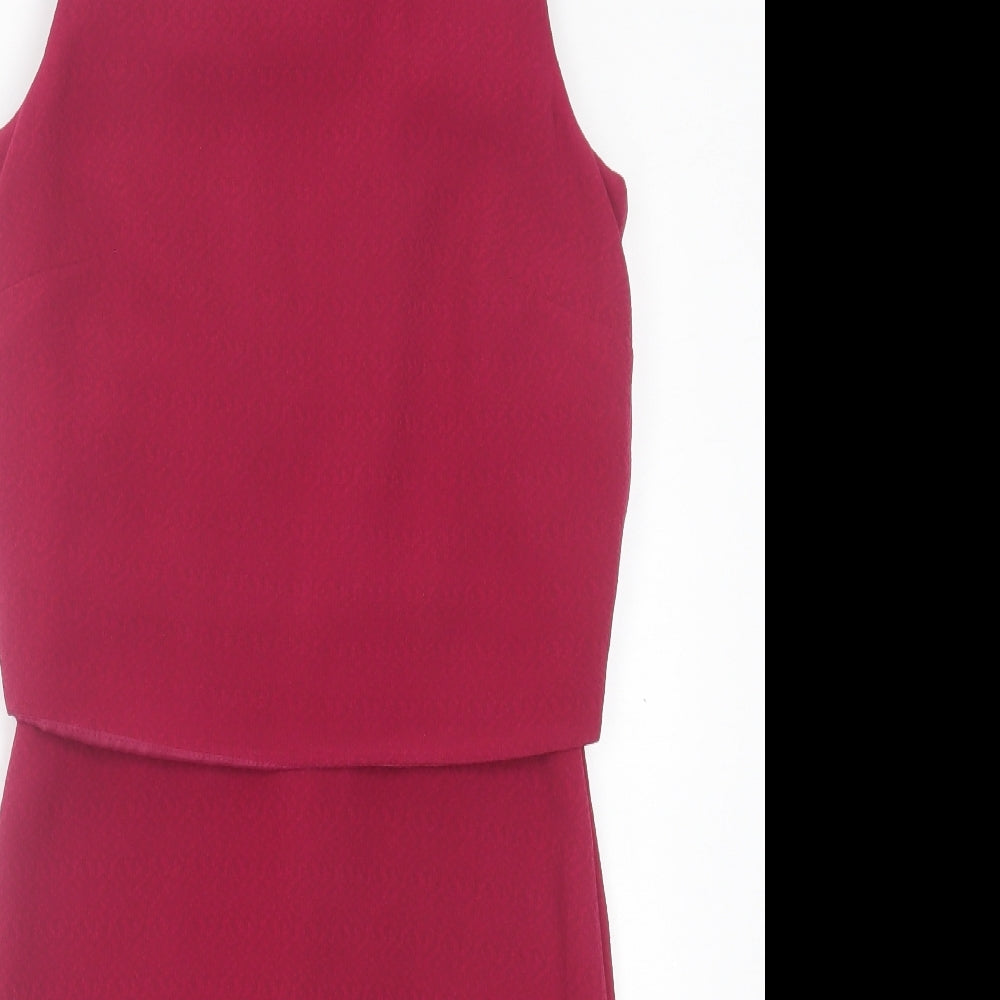 Warehouse Womens Purple Polyester Pencil Dress Size 6 Crew Neck Zip