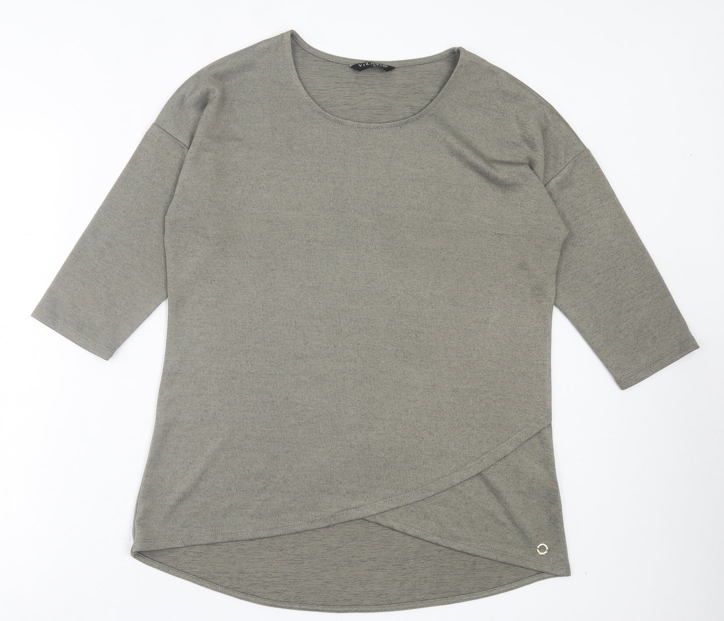 Viz A Viz Womens Green Polyester Basic T-Shirt Size S Crew Neck
