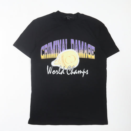Criminal Damage Womens White Cotton Basic T-Shirt Size S Crew Neck - World Champs