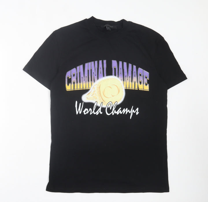 Criminal Damage Womens White Cotton Basic T-Shirt Size S Crew Neck - World Champs