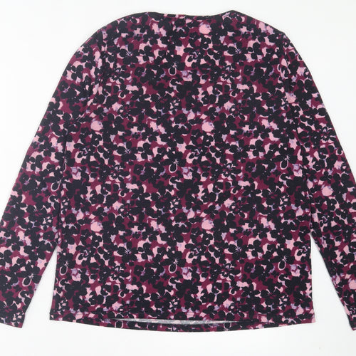 Onfire Womens Purple Floral Polyester Basic T-Shirt Size 12 V-Neck