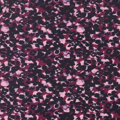 Onfire Womens Purple Floral Polyester Basic T-Shirt Size 12 V-Neck