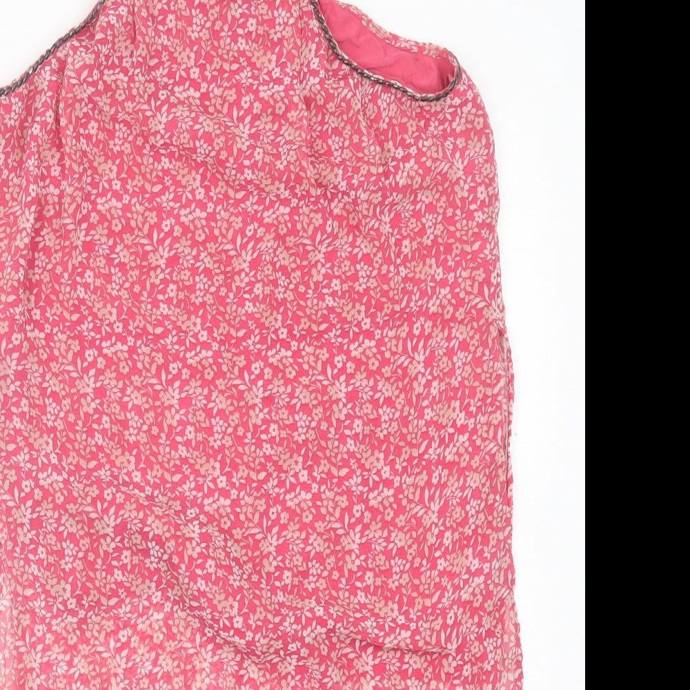 NEXT Womens Pink Floral Polyester Basic Tank Size 10 Halter