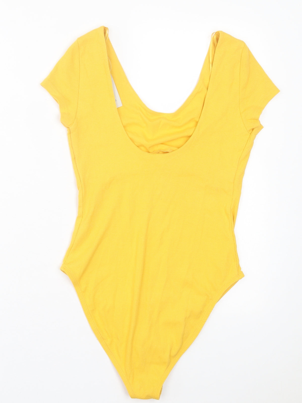 River Island Womens Yellow Cotton Bodysuit One-Piece Size 10 Snap - Ribbed Fabric