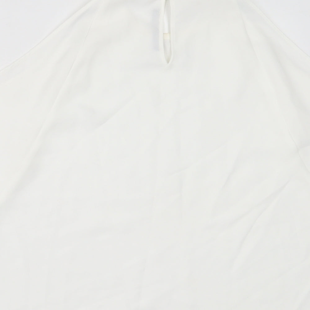 Zara Womens White Polyester Basic Blouse Size M Crew Neck - Cold Shoulder