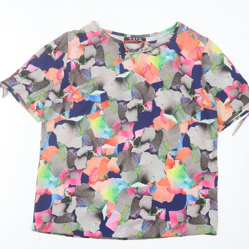 wren Womens Multicoloured Colourblock Polyester Basic T-Shirt Size 10 Crew Neck